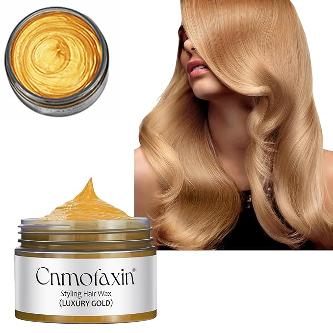 Hair Color Wax,Gold Temporary Hair Wax Color,Instant Cream Pomade for Halloween,Party, Cosplay, and Easy Cleaning 4.23 oz