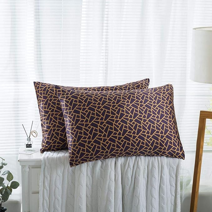SLPBABY Silk Pillowcase for Hair and Skin with Hidden Zipper Print (Standard(20''x26''), Pattern26)