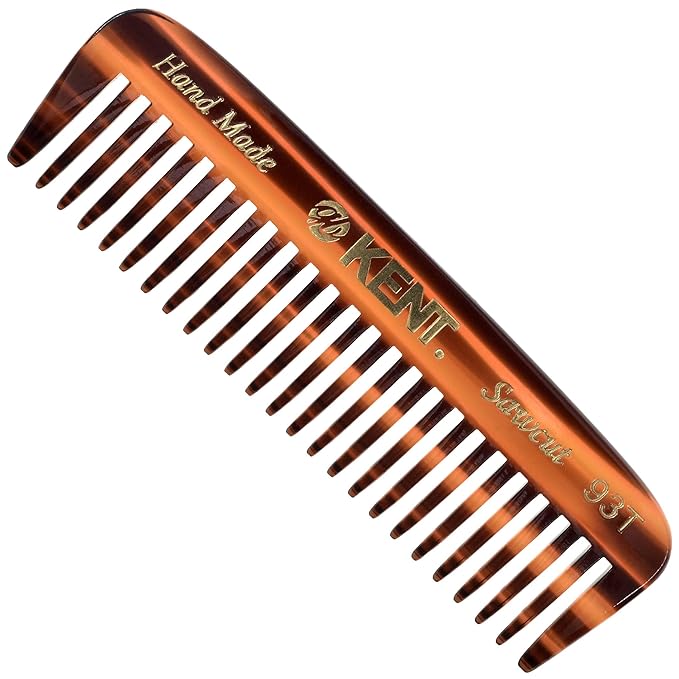Kent 93T Beard Comb for Men - Wide Tooth Men's Comb, Ideal For Mustaches and Beards and Facial Hair, Small Pocket Sized Travel Detangler Combs, Saw-Cut, Hand Polished, Made in England