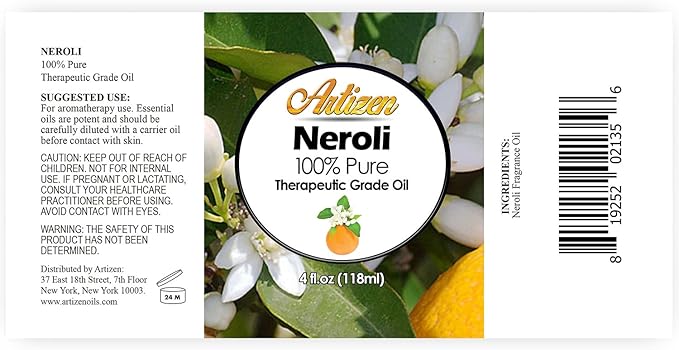 Artizen Neroli Essential Oil 4oz Pure Natural Neroli Oil for Skin, Diffuser, Includes Dropper - 120ml