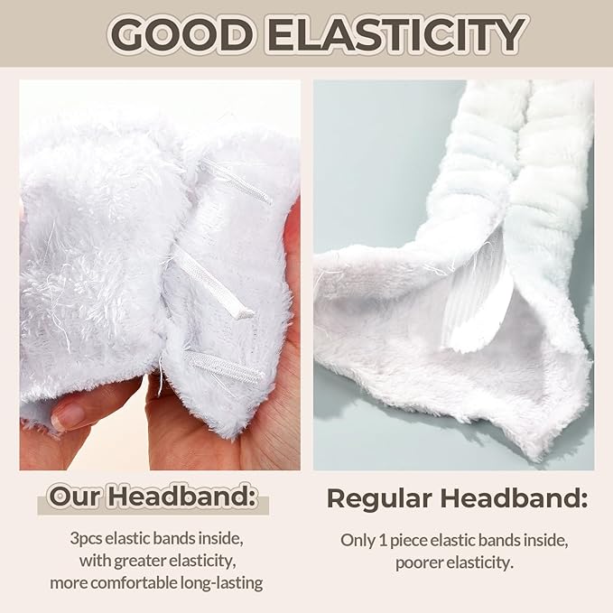 LEOBRO Spa Headband for Skin Care and Makeup, Women Teen Girls Headband for Washing Face, with Hair Bands, Hair Scrunchies, Black & White & Gray