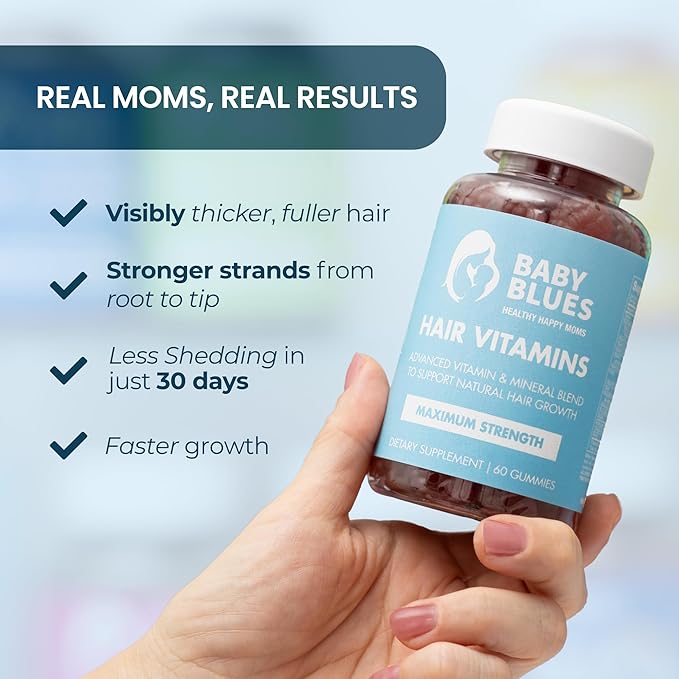 Baby Blues Postpartum Hair Loss Vitamins - Full Hair Cycle Pack - with Biotin, Collagen, & Folate
