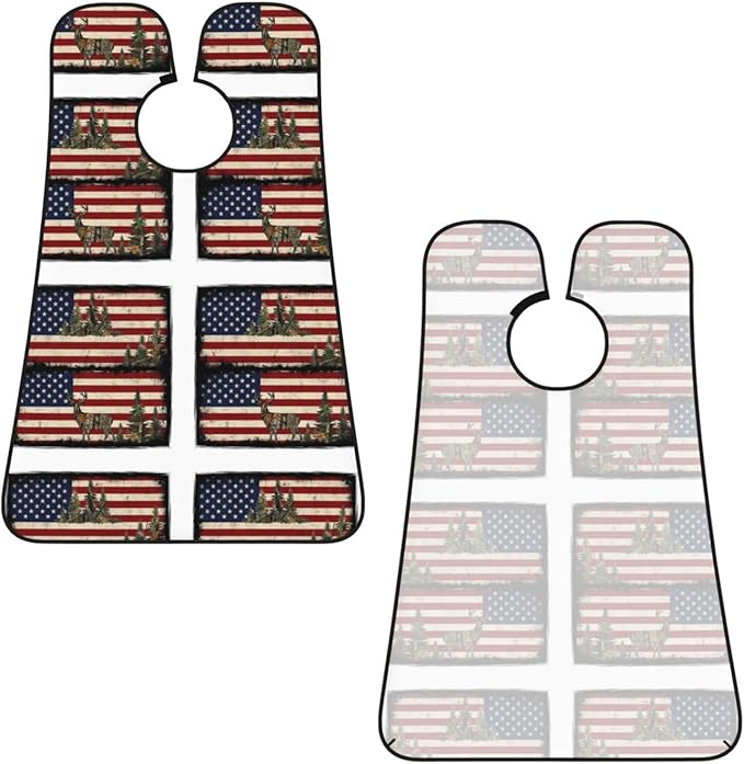 Men's Beard Maintenance Apron, Waterproof & Easy Clean, Hunting Camo Camouflage Deer American Flag