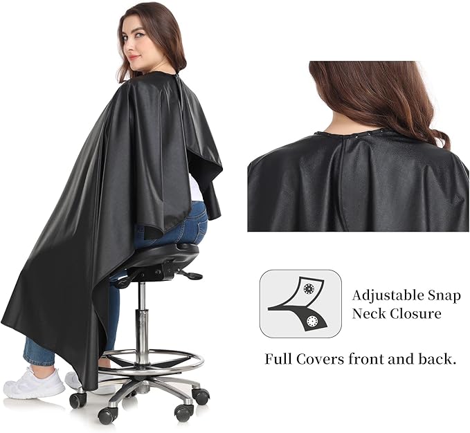 PERFEHAIR Chemical Capes for Hair Stylists - Color Cape with Snaps - Water and Chemical Proof - All-Purpose Salon Hairdressing Cap Cover for Hair Coloring, Cutting, Styling & Shampooing