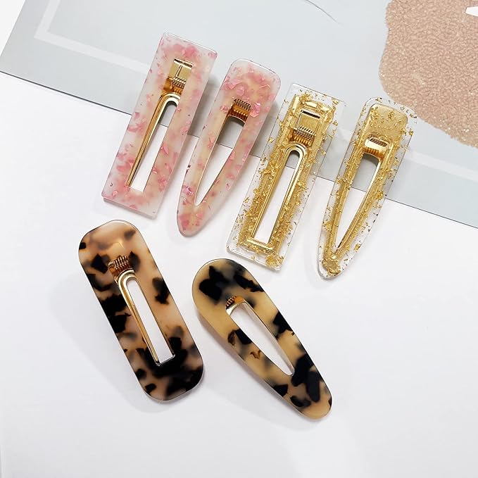 12 Pieces Acrylic Resin Marble Hair Clips Set, Decorative Pearls Hair Barrettes Sweet Decorative Bobby Pins Hairpin Headwear Hair Accessories Headwear for Women and Girls…