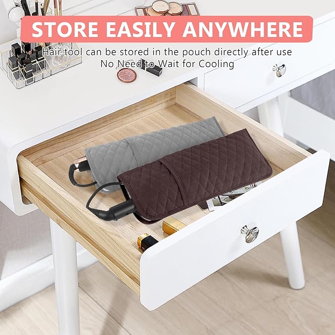 Heat Resistant Hair Tools Organizer Bag Portable Travel Storage Cover Pouch for Hair Straighteners, Curling Irons, Flat Irons and Hot Styling Tools(13.8" x 5.5")