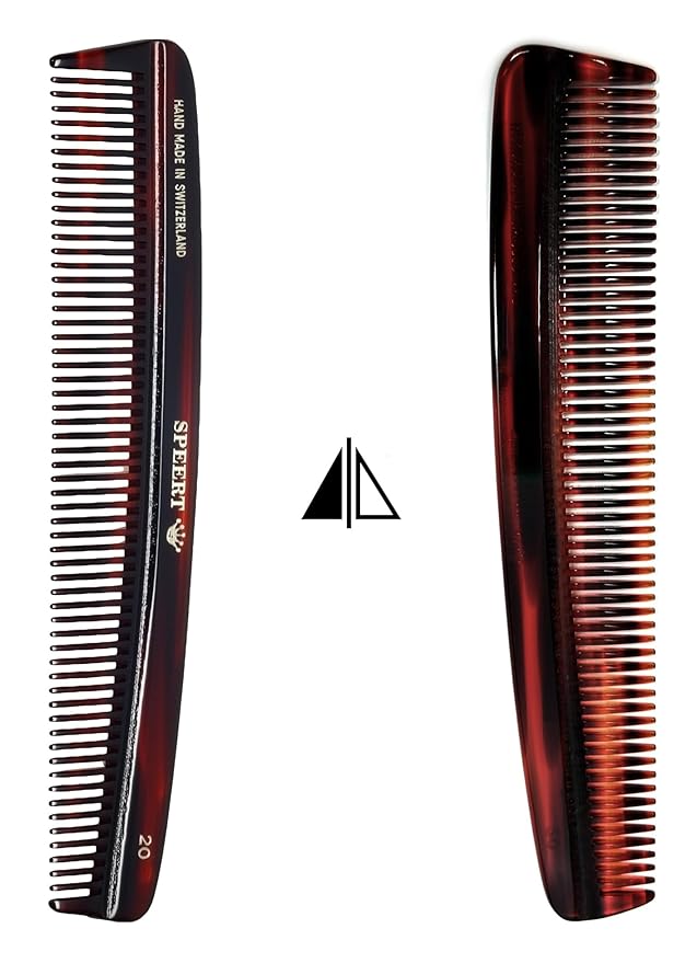 #20 Handmade Wide Tooth Comb Tortoise Havana Acetate Thick Coarse Curly Detangling Parting Grooming Teasing Hair Styling Hairdresser Barber Hairdressing Wet Dry Pocket Travel Women Men Kids