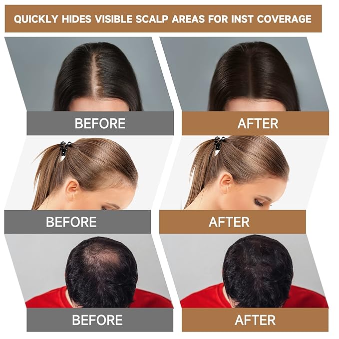 Root Touch Up Powder, Instantly Gray Hair Cover Up, Women Color Root Coverage Shadow Powder for Thinning Grey Hairline, Men Roots Concealer for Hair Loss Beard Line Eyebrow, Black