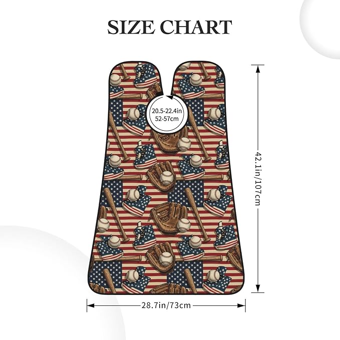 Strong Suction Cup Beard Grooming Bib, Non-Stick Hair Catcher, Waterproof, for Shaving, Vintage Ball Baseball American Flag