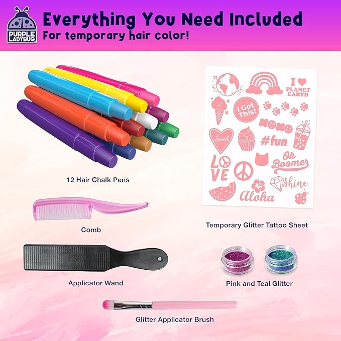 Hair Chalk for Girls Washable Hair Dye - Easter Basket Essential for Kids 8-10 6-8, Valentines Gift for Girls 6 7 8 9 10 11 12 Years Old, Temporary Hair Color for Kids Tweens Teens Birthday Party Gift