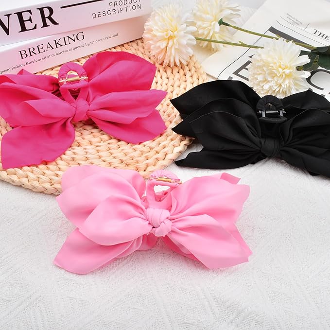 Bow Claw Clips Hair Clips Big Hair Bows for Women Butterfly Styling Large Hair Clips for Thick Hair for Girls Hair Accessories for Teen 3PC