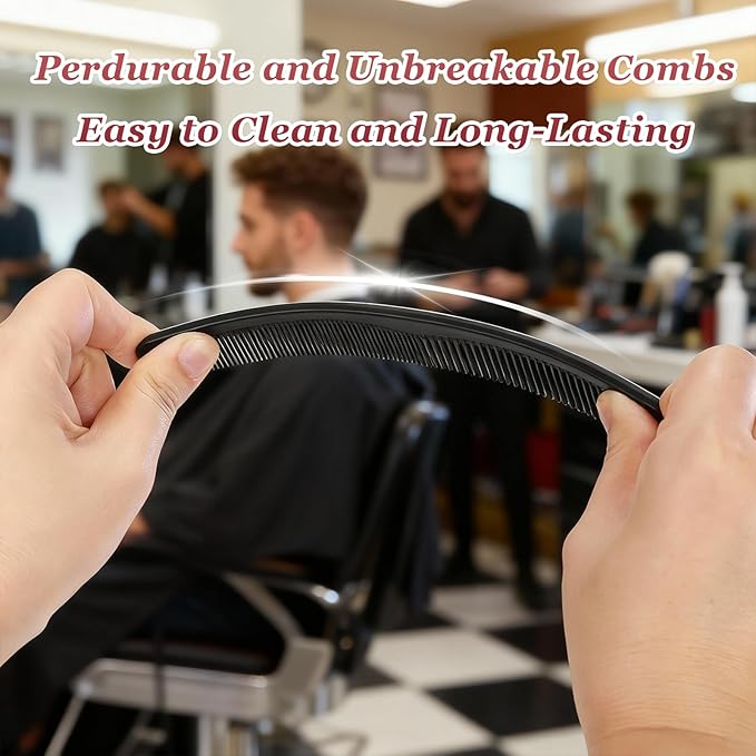 2Pcs Hair Combs for Women and Men，Combs for Hair Stylist, Professional Black Carbon Fiber Teasing Comb，Fine and Wide Tooth Barber Comb for All Hair Types（Style 2）