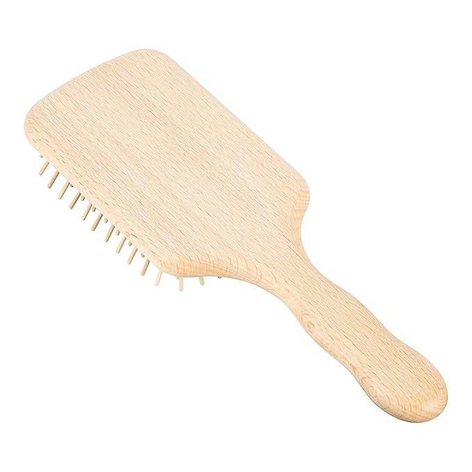 ACCA KAPPA Natural Paddle Hair Brush Wooden Pins Beechwood Anti-Static Scalp-Massage Detangler
