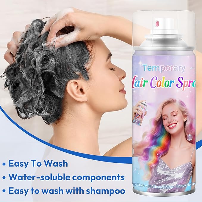 Blue Temporary Hair Color Spray - Washable & Non-Sticky Hair Dye for Halloween, Cosplay, Parties-Safe for Kids, Women & Men - Quick-Drying & Easy to Wash Out(120ml)