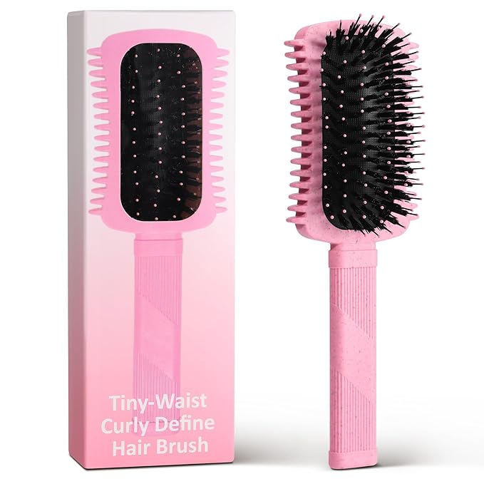Curl Defining Brush Pink, Volume Curly Hair Brush for Effortlessly Detangling Shaping and Styling Women's Curls, Waves & Coils, Curly Hair Products, Reduce Frizz