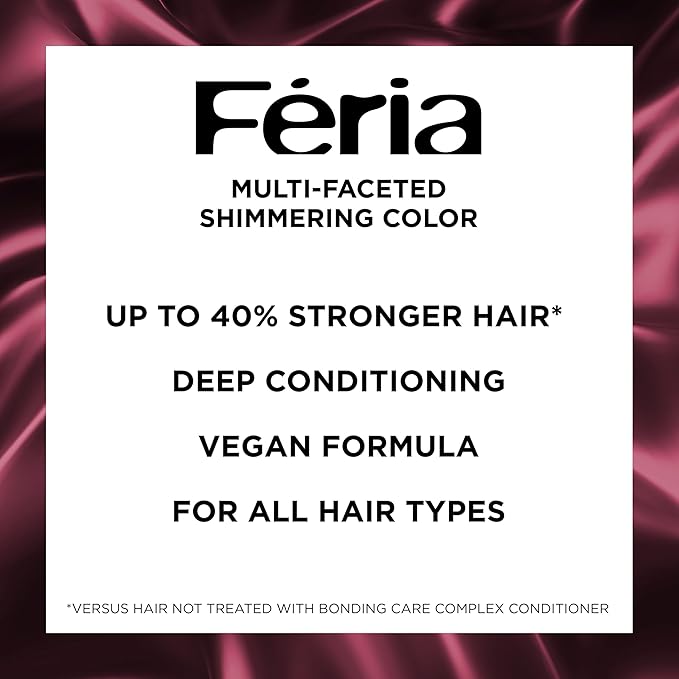 L’Oreal Paris Feria Multi-Faceted Shimmering Permanent Hair Color, High Intensity Hair Dye for 3X Highlights, 42 Burgundy Blush, 1 Hair Dye Kit