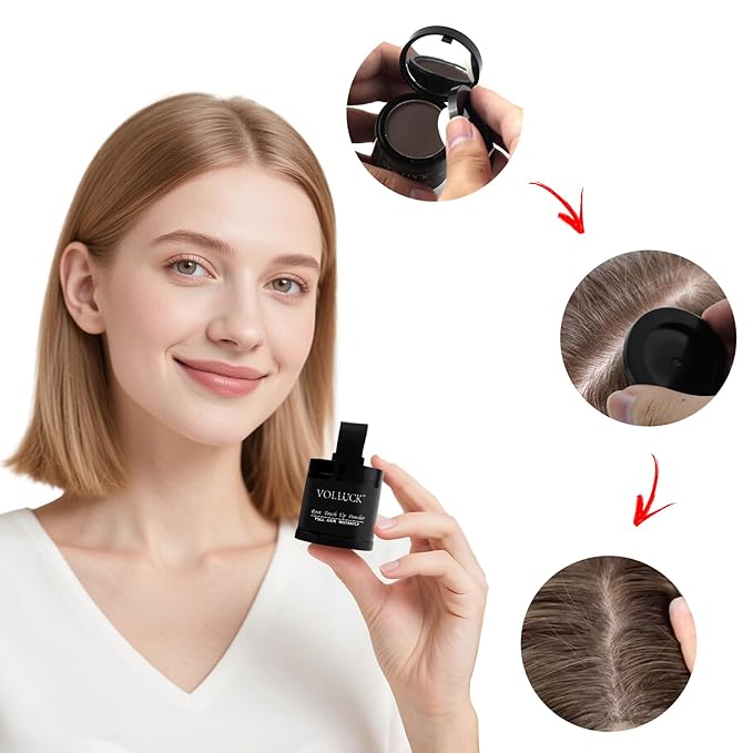 VOLLUCK Root Touch up Powder, Instant Hairline Powder for Thinning Areas and Gray Hair Coverage, Natural and Non-greasy Root Cover up for Women and Men (Blonde, 0.35 Ounce)