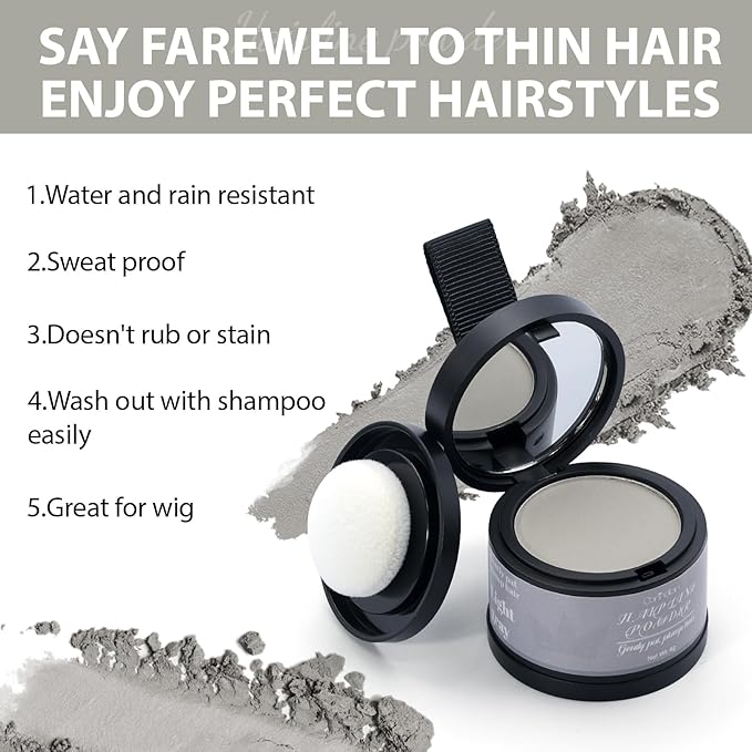 2 Pack Hairline Powder for Women and Men, Used to Root Touch Up Hair Color, Thinning and Gray Hair Coverage and Bald Spots Coverage, Light Gray