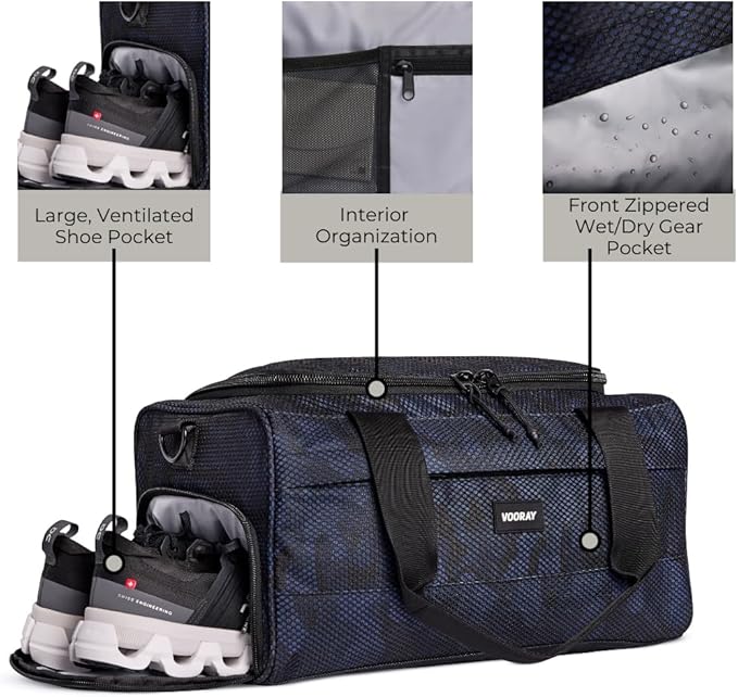 Vooray 23L Boost Duffel Bag – Small Travel & Gym Bag with Shoe Pocket, Weekender for Women & Men, Ideal for Overnight, Sports, and Workouts