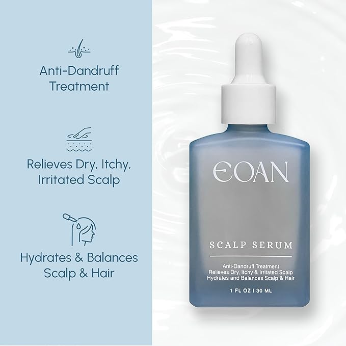 Eoans Leave-In Scalp Serum – Dry Scalp Relief, Anti-Dandruff & Itchy Scalp Treatment with Rosemary, Sage, Biotin & Amino Acids – Vegan, Hydrating Clean Formula, 1 fl oz (30 mL)