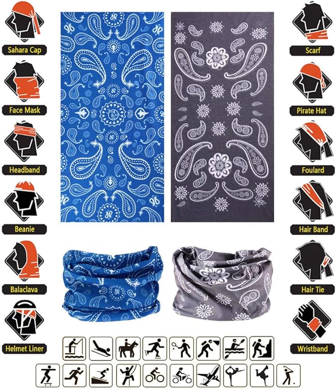 Headband Neck Gaiter Head Wrap Headwear Face Mask Magic Scarf Bandana for Men and Women