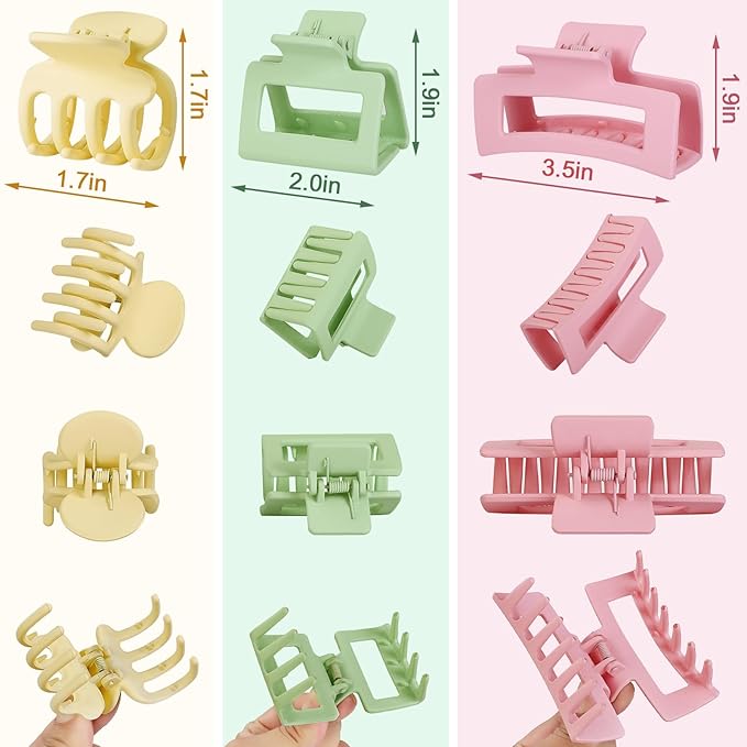 3 Styles Hair Clips for Women Small Medium Big Claw Clips for Thin Thick Hair 12 Pcs Hair Claw Clips Hair Clips Combination Hair Accessories for Women (Colorful)
