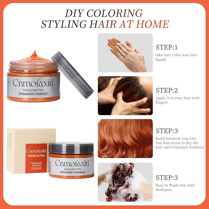 White Hair Color Wax,Temporary Hair Color Dye,Washable One-time Natural Hair Coloring Mud Wax for Halloween Cosplay, Party & Daily Use,Easy to Remove 4.23 oz