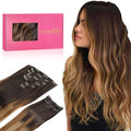 WENNALIFE Clip in Hair Extensions, 150g 18 Inch 9pcs Highlight Dark Brown to Chestnut Brown and Dirty Blonde Remy Hair Thicker Double Weft Extensiones De Cabello Humano Con Clip Ins Straight Volume