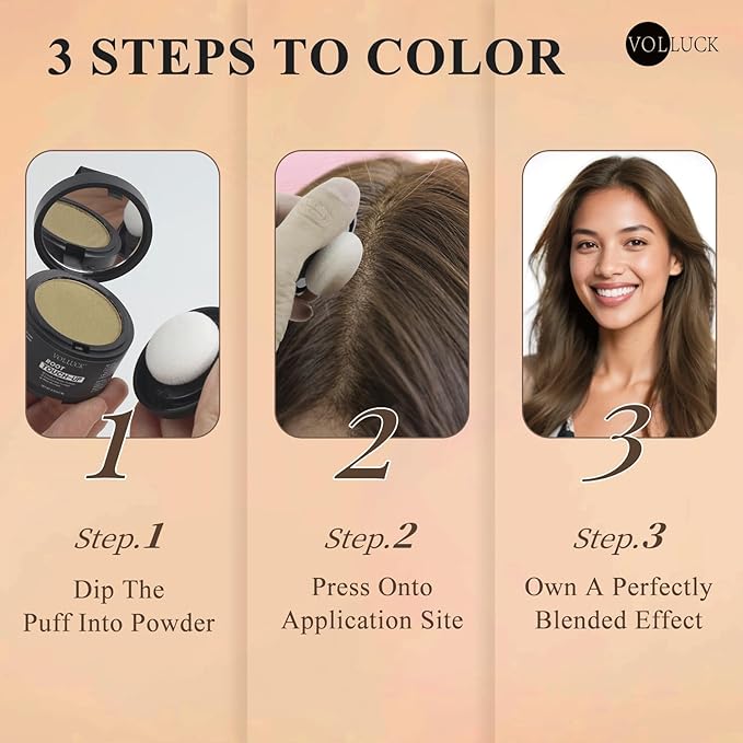 VOLLUCK Hairline Powder Instantly, Root Touch up Powder Hair Color Upgraded, Grey Root Cover up Conceals Hair Loss, Hairline Shadow for Women & Men for Thinning Hair Natural, Sweatproof (Medium Brown)