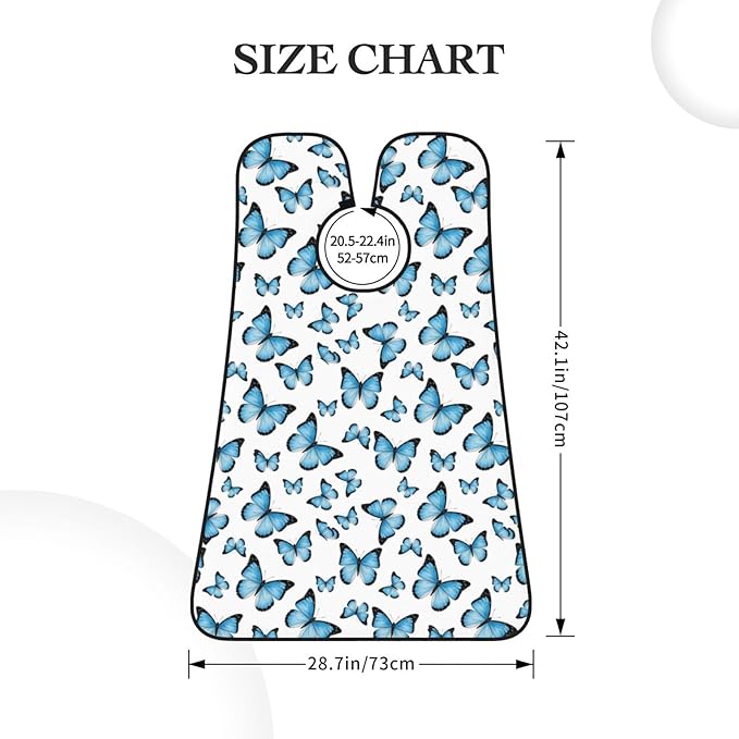 Professional Beard Bib, Non-Stick Hair Catcher Apron Waterproof, Shaving Grooming Essential for Men Dad, Watercolor Butterflies Blue Butterfly Shave Bib