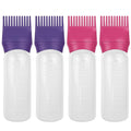 ELANE 4 Pcs Root Comb Applicator Bottle, 6oz, Hair Oil Applicator Bottle for Hair, Dye, Salon, Travel, Camping (Purple+Red)