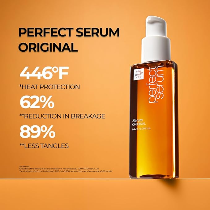Mise En Scene Perfect Serum Original - Heat Protectant Hair Oil for Frizzy & Dry | Argan Oil | Visibly Smooths & Softens | Add Shine All Hair Types | Damage Repair | Fruity Floral Scent, 2.7 Fl Oz.
