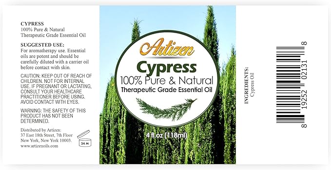 Artizen 4oz Oils - Cypress Essential Oil - 4 Fluid Ounces