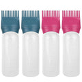 ELANE 4 Pcs Root Comb Applicator Bottle, 6oz, Hair Oil Applicator Bottle for Hair, Salon, Travel, Camping (Red+Green)