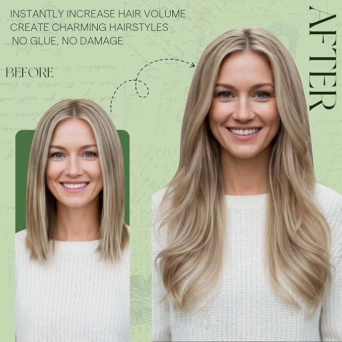 RUNATURE Clip in Hair Extensions Real Human Hair, Blonde Hair Extensions Clip Ins, Remy Human Hair Clip in Extensions, Short Straight Hair 12 Inch 80g 7pcs #8P60 Ash Brown Highlight Platinum Blonde