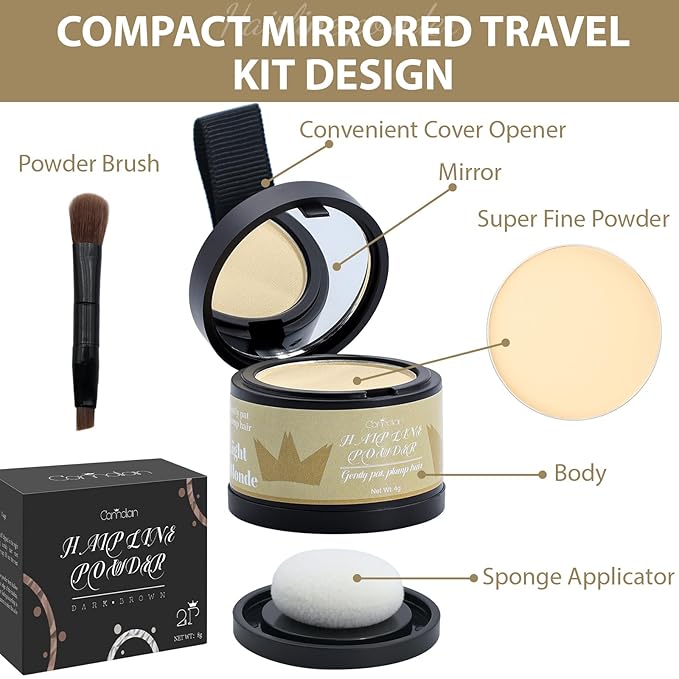 2 Pack Hairline Powder for Women and Men,Used to Root Touch Up Hair Color, Thinning Hair,Gray Hair Coverage and Bald Spots Coverage, Light Blonde