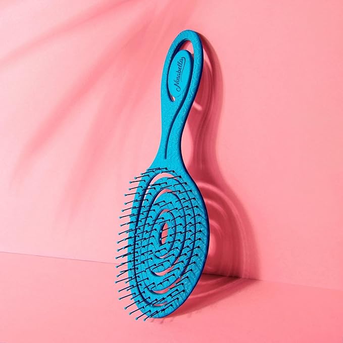 Ninabella Detangle Hair Brush for Women & Men - Does not Pull - Straightening Brushes for Straight & Curly Hair - Unique Spiral Detangling Hairbrush - Ocean Blue