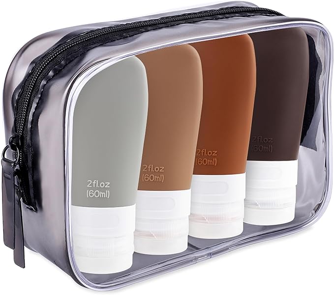 INSFIT Portable Travel Bottles, TSA Approved Leak Proof Containers for Toiletries, BPA Free Refillable Accessories for Shampoo, Body Wash, Liquids (4 Pack)