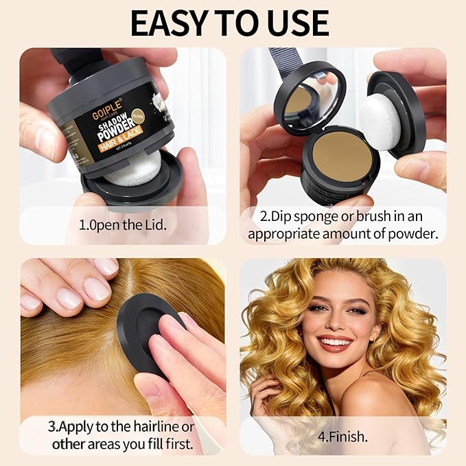 Root Cover Up Powder for Women - Light-Blonde Hair Fibers for Thinning Hair Shadow Powder, 2 Pack (Blonde)