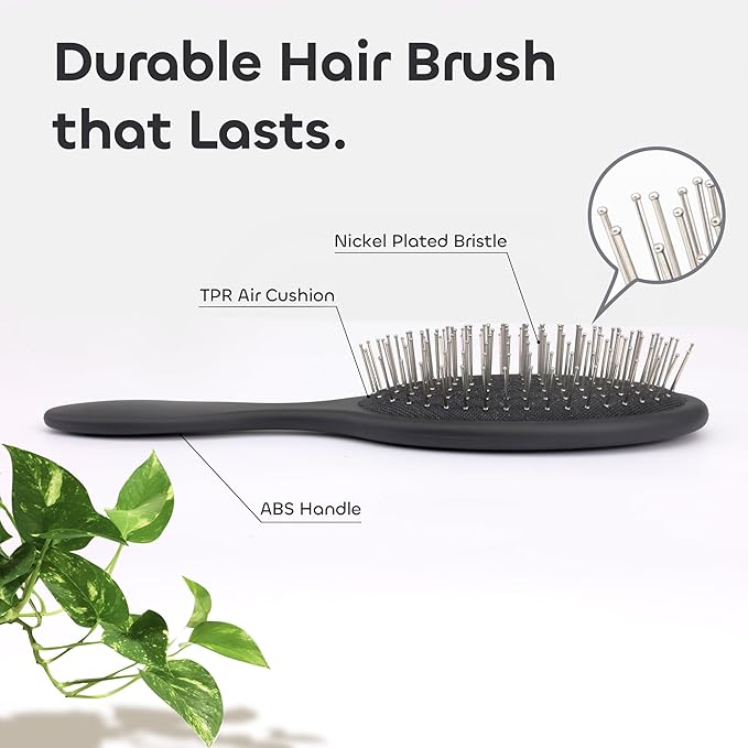 WeiLa Anti-Static Hair Brush Oval, Stainless-Steel Bristles Detangler for Wigs & Hair, ABS Handle (Pink, Regular)