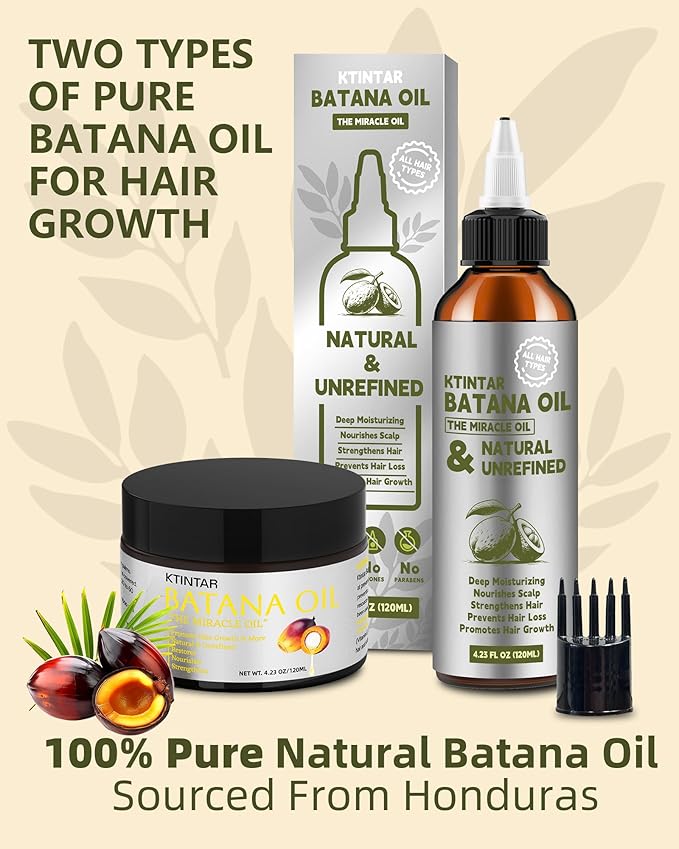 100% Natural Raw Batana Oil for Hair Growth, Dr Sebi Hair Growth Oil From Honduras, Thicker & Stronger Hair, Prevents Hair Loss, Eliminates Split Ends 4.23 Fl Oz (Pack of 1)