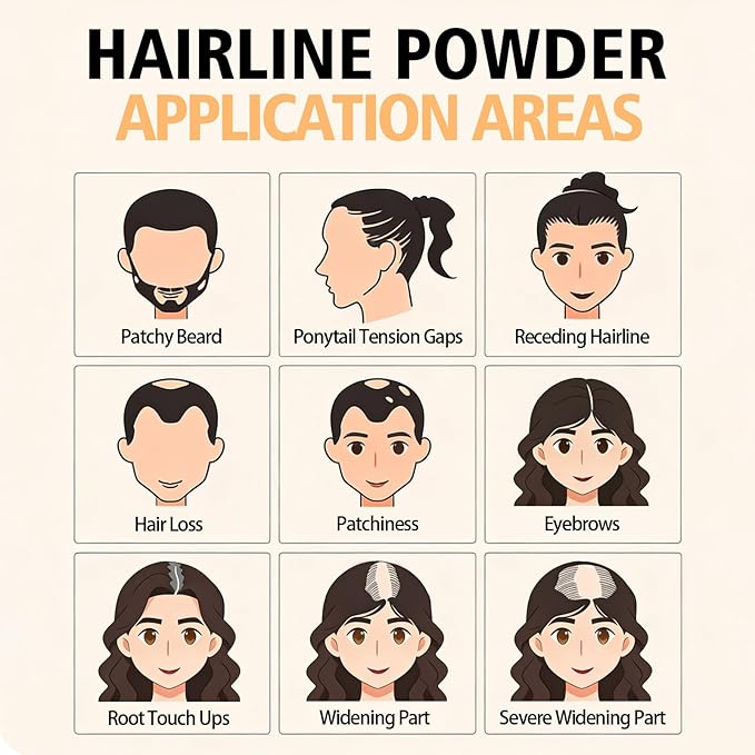 Root Cover Up Powder for Women - Medium Brown Hairline Powder for Bald Spots, Eyebrows, Beard Line, Light-Blonde Hair Fibers for Thinning Hair Shadow Powder 2 Pack