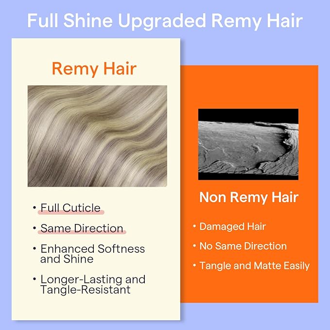 Full Shine Short Clip in Hair Extensions Human Hair Grey Blonde 12 Inch Double Weft Clip in Extensions for Women Balayage Remy Hair Extensions Real Human Hair 7 Pcs 95 G