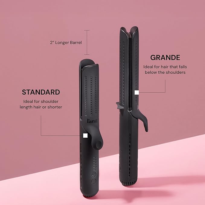 L'ANGE HAIR Le Duo Grande 360° Airflow Styler | 2-in-1 Curling Wand & Titanium Flat Iron Professional Hair Straightener and Curler with Cooling Air Vents to Lock in Style | Adjustable Temp (Black)