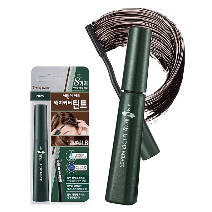 SEVEN EIGHT Gray Cover Hair Tint (LIGHT BROWN, 1 Pack) Quick Cover Root Touch Up, Water-Resistant Concealer, Temporary Cover Up Brush for Hair Mustache & Beard