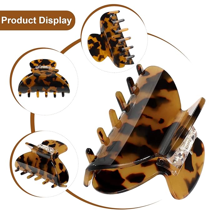 WILLBOND 6 Pieces Medium Hair Claw Clips for Thin Hair 2.6 Inch Tortoise Shell Clip Banana Jaw Hairpin French Style Barrettes Head Accessories for Women Girls(Classic Patterns)