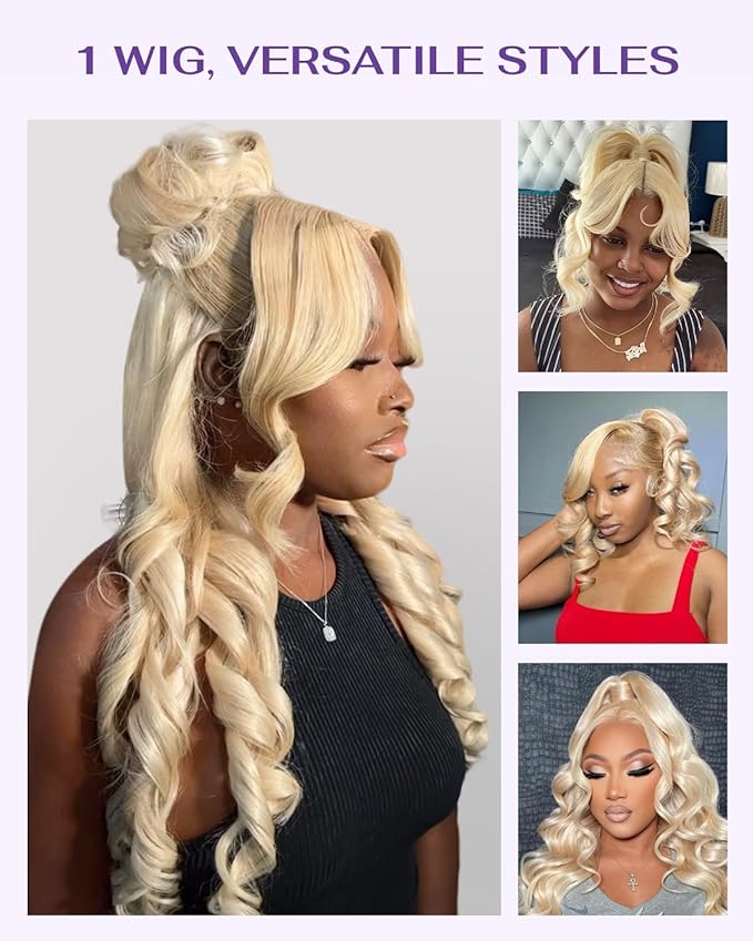 Hidden Strap Body Wave 360 613 Lace Front Wig Human Hair Glueless Wigs Human hair Pre Plucked Pre Bleached 180% Density Blonde Wig With Drawstring HD Full Lace Human Hair Wigs 30Inch