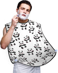 Beard Grooming Cape, Waterproof Hair Catcher for Shaving Trimming, Non-Stick Bib Apron Gifts for Dad Men, Cute Cartoon Pandas Shave Bib
