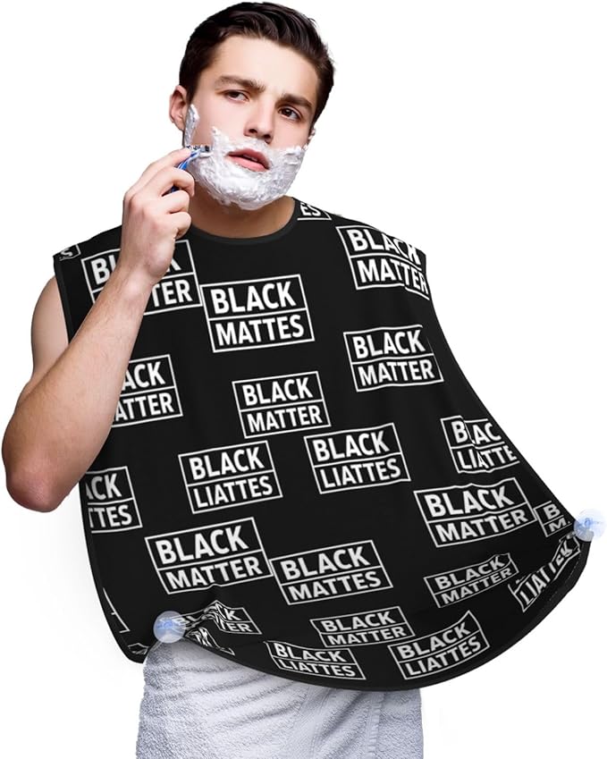 Adjustable Non-Stick Beard Apron, Hair Catcher Cape for Shaving Grooming, Waterproof with Suction Cups Men, Black People Lives Matter Shave Bib