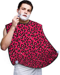 Professional Beard Bib, Non-Stick Hair Catcher Apron Waterproof, Shaving Grooming Essential for Men Dad, Pink Animal Skin Wild Leopard Print Shave Bib